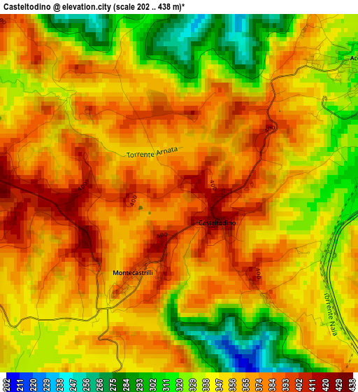 Casteltodino elevation map