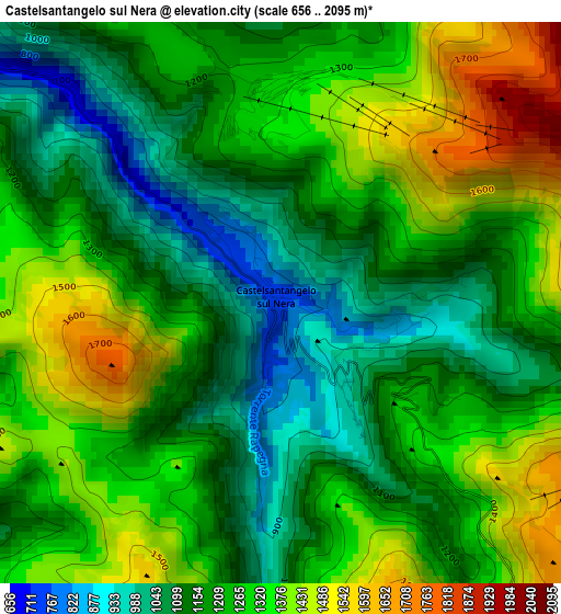 Castelsantangelo sul Nera elevation map