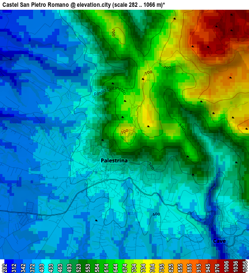 Castel San Pietro Romano elevation map