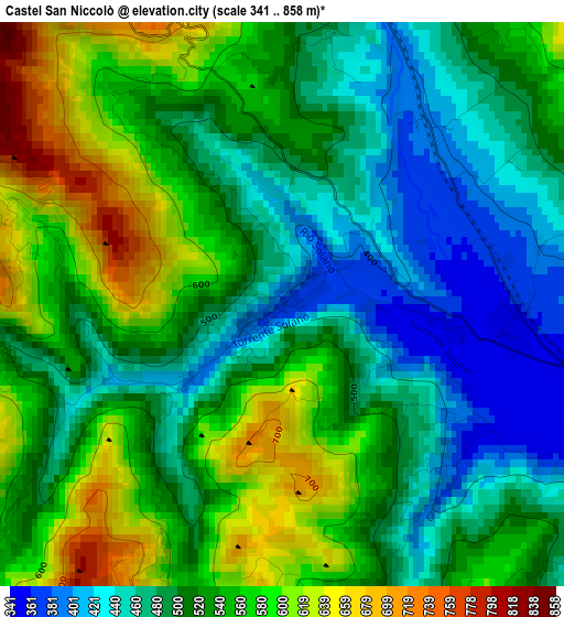 Castel San Niccolò elevation map