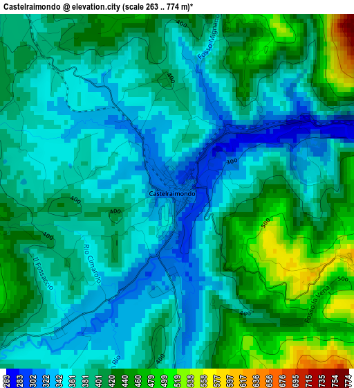 Castelraimondo elevation map