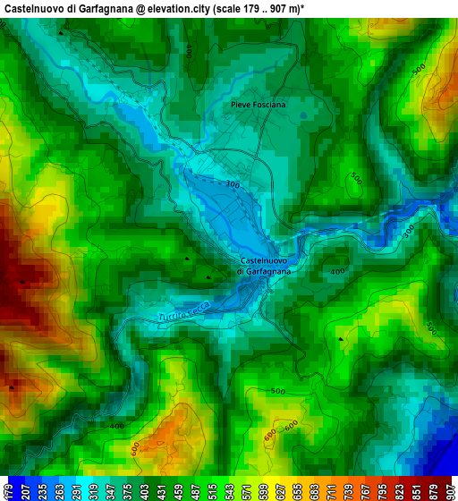 Castelnuovo di Garfagnana elevation map