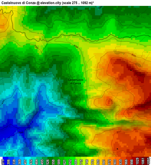 Castelnuovo di Conza elevation map