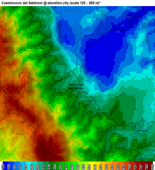 Castelnuovo dei Sabbioni elevation map