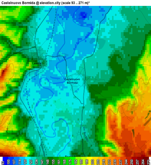 Castelnuovo Bormida elevation map