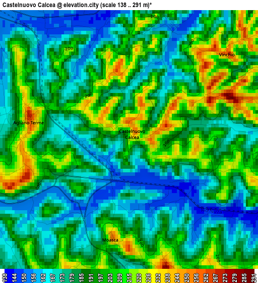 Castelnuovo Calcea elevation map