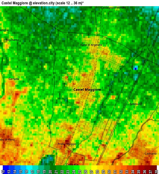 Castel Maggiore elevation map