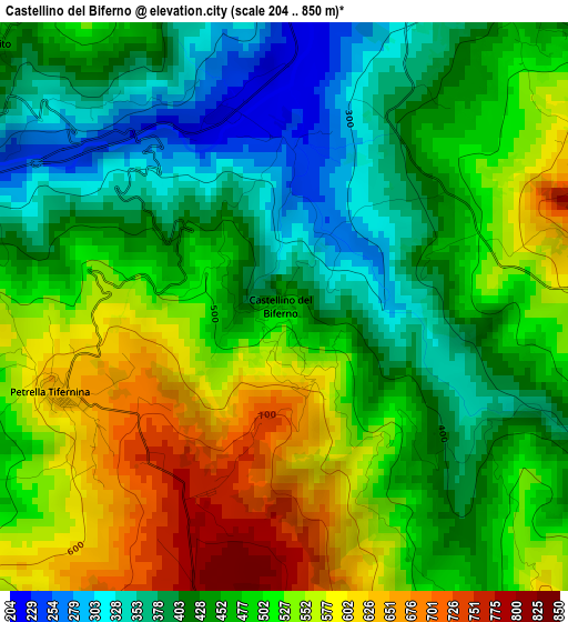 Castellino del Biferno elevation map