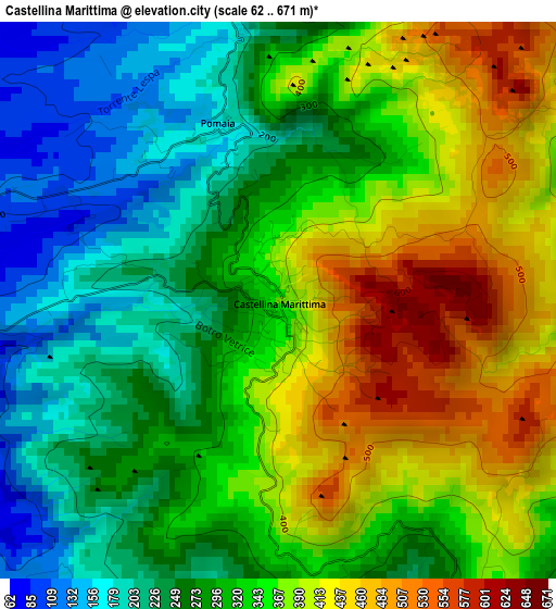 Castellina Marittima elevation map