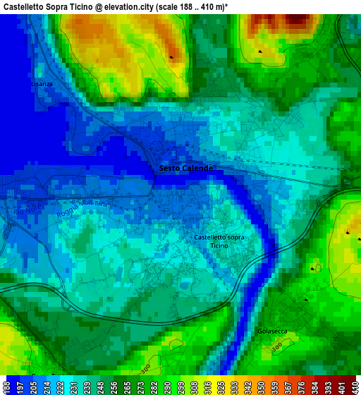 Castelletto Sopra Ticino elevation map