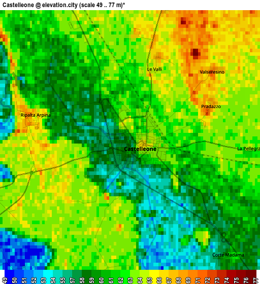 Castelleone elevation map