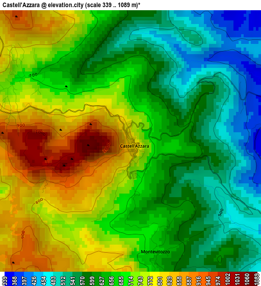 Castell'Azzara elevation map