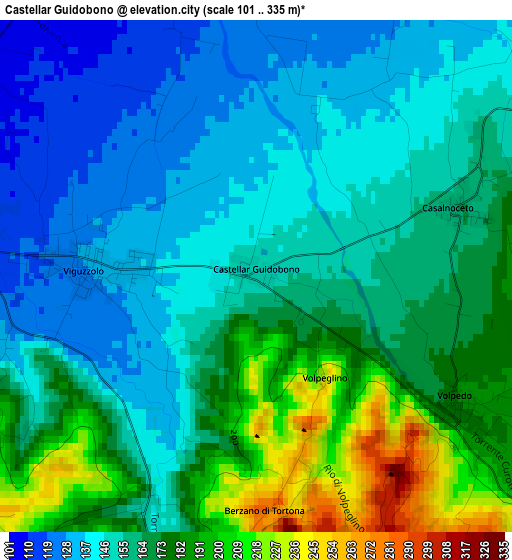 Castellar Guidobono elevation map