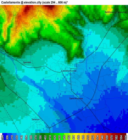 Castellamonte elevation map