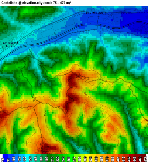 Castellalto elevation map