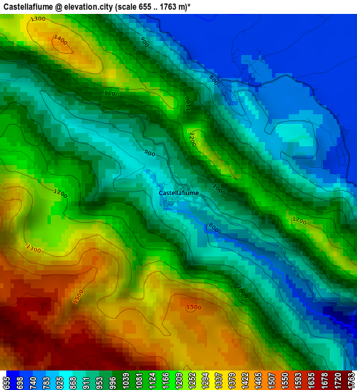 Castellafiume elevation map