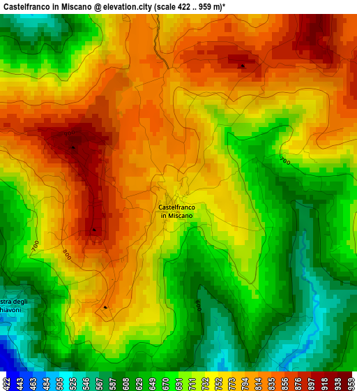 Castelfranco in Miscano elevation map