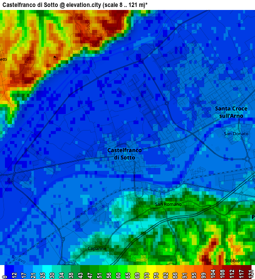 Castelfranco di Sotto elevation map