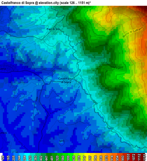 Castelfranco di Sopra elevation map