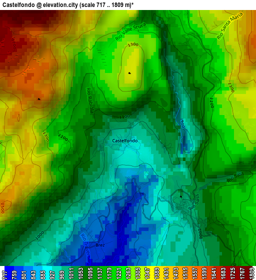 Castelfondo elevation map