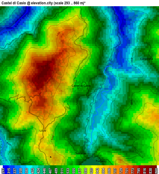 Castel di Casio elevation map