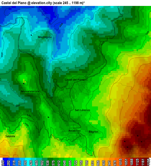 Castel del Piano elevation map