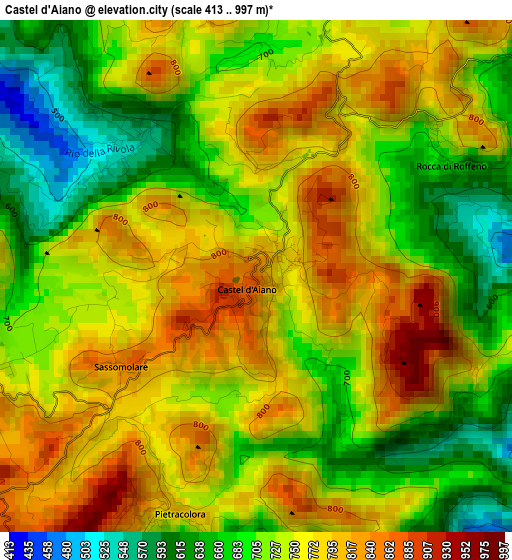 Castel d'Aiano elevation map