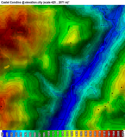 Castel Condino elevation map