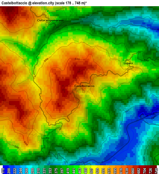 Castelbottaccio elevation map