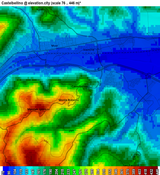 Castelbellino elevation map