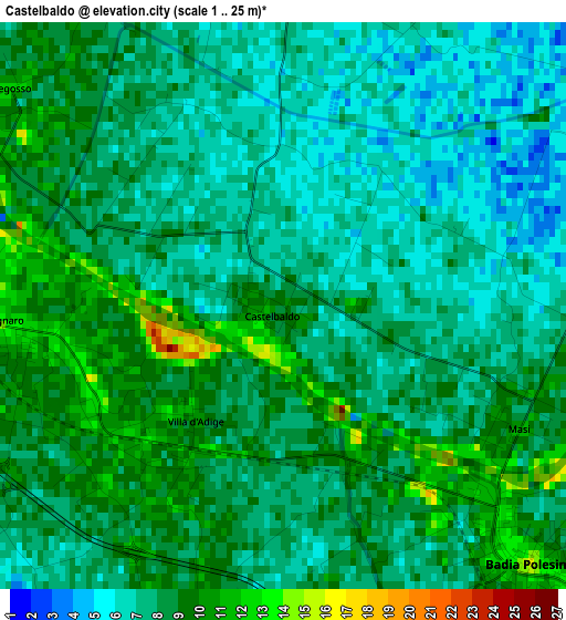 Castelbaldo elevation map