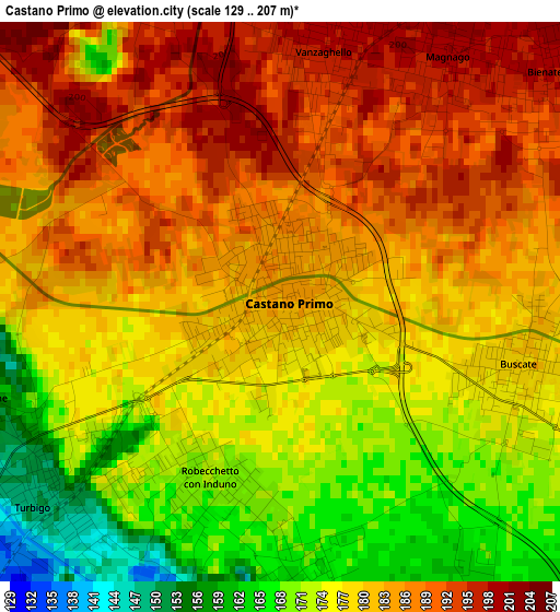 Castano Primo elevation map