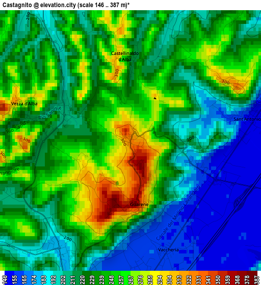 Castagnito elevation map