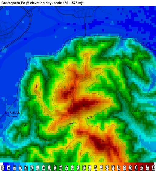 Castagneto Po elevation map