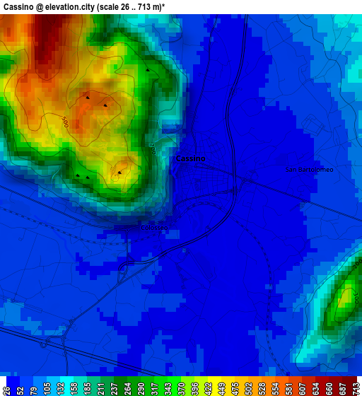 Cassino elevation map