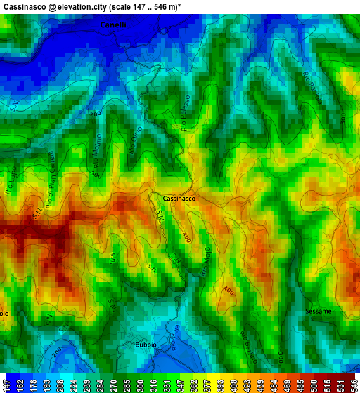 Cassinasco elevation map