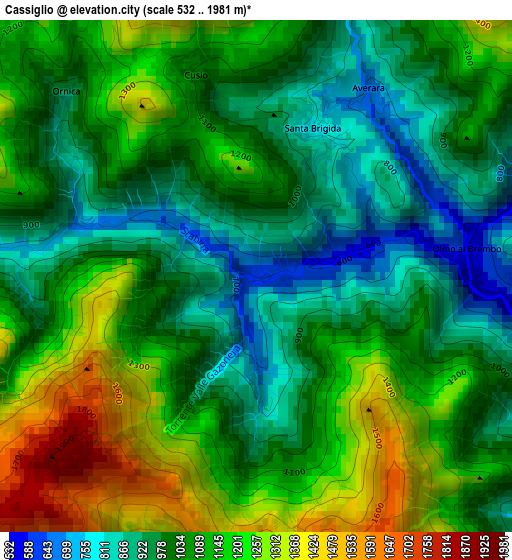 Cassiglio elevation map