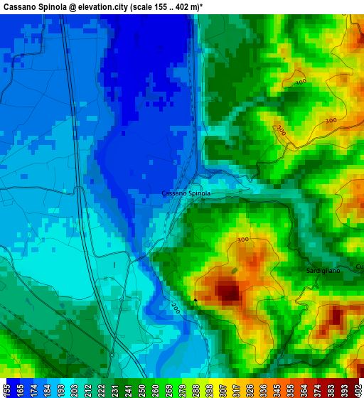 Cassano Spinola elevation map