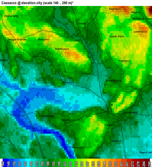 Cassacco elevation map