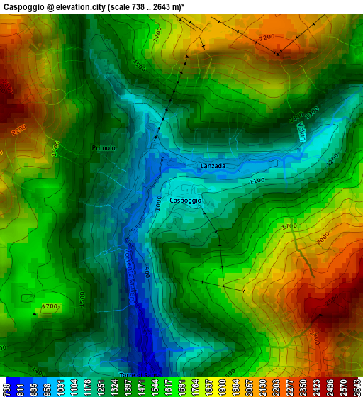 Caspoggio elevation map