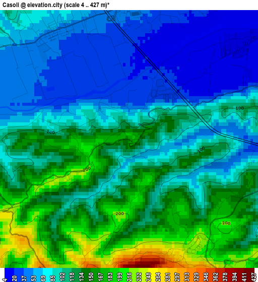 Casoli elevation map