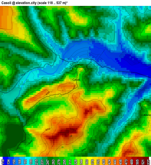 Casoli elevation map