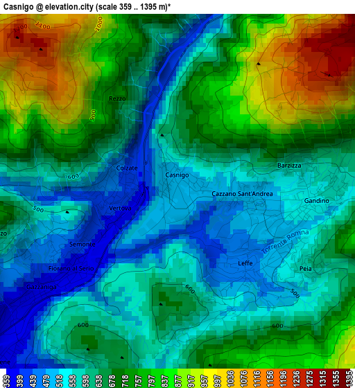 Casnigo elevation map