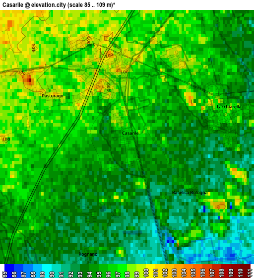 Casarile elevation map