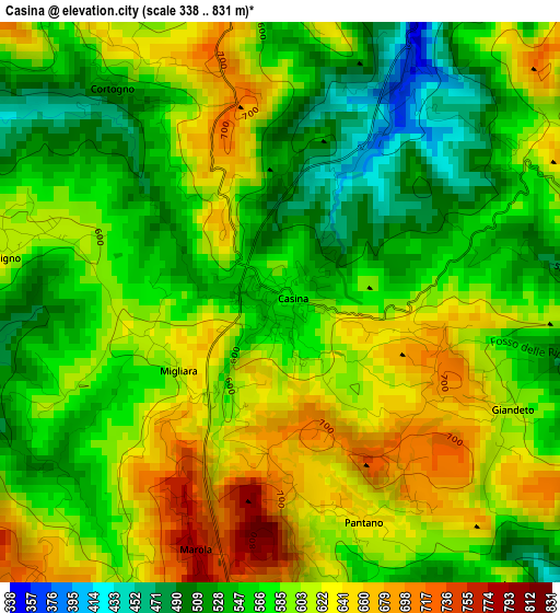 Casina elevation map