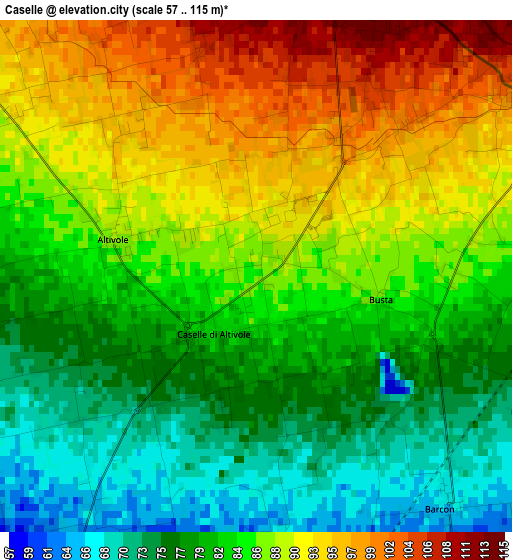 Caselle elevation map