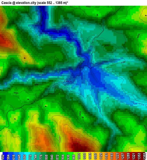 Cascia elevation map