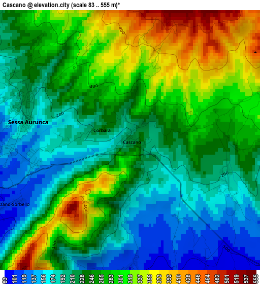 Cascano elevation map