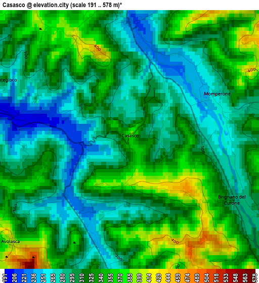 Casasco elevation map