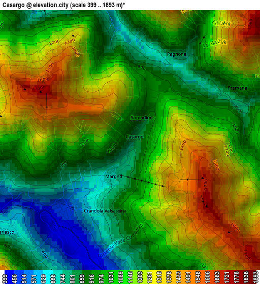 Casargo elevation map